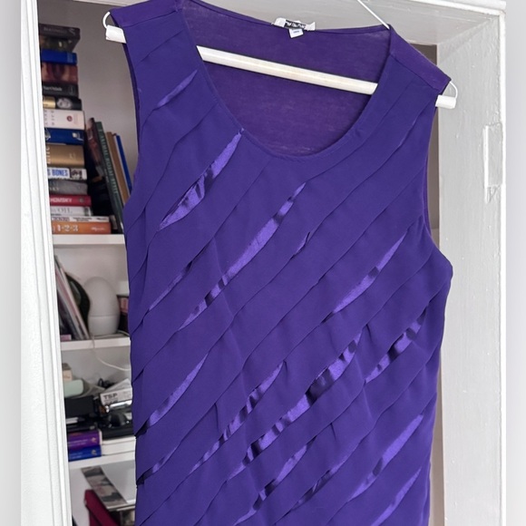 💜 Vintage Stunning Jaipur Purple Sleeveless Top with Satin Front Pleats - Size L - Picture 2 of 15